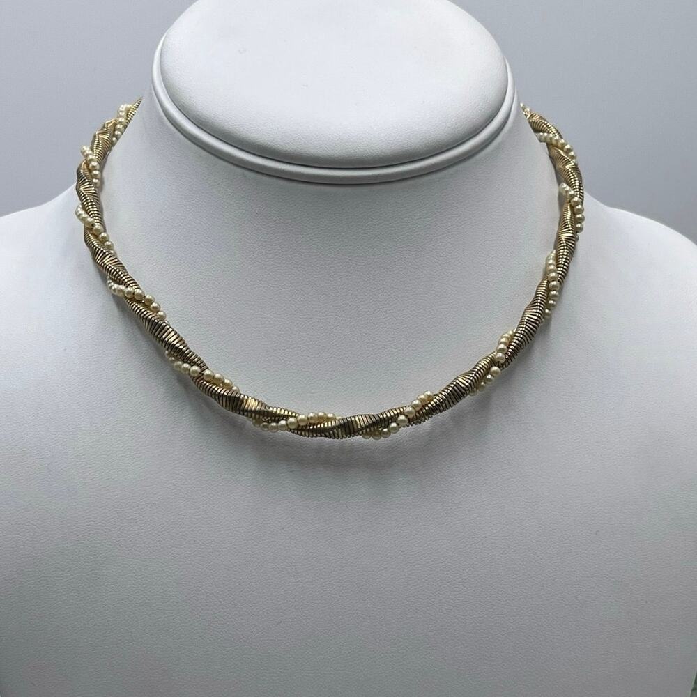 Coro Pegasus vintage Gold Tone Twisted Rope Chain Signed‎ Jewelry Necklace